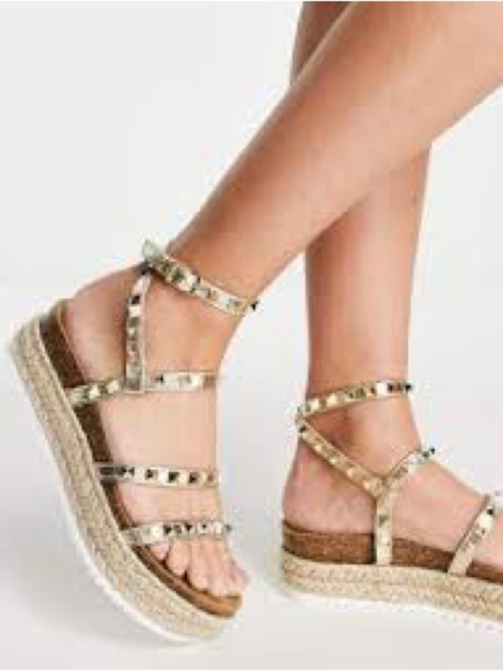 Steve Madden Gold Studded Platform Sandals Size 8.5 - Picture 4 of 10